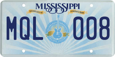 MS license plate MQL008