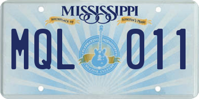 MS license plate MQL011