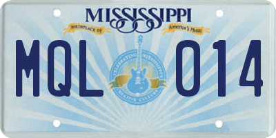 MS license plate MQL014