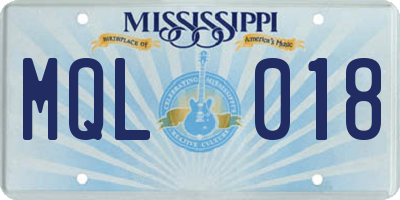 MS license plate MQL018