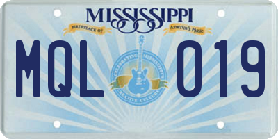 MS license plate MQL019
