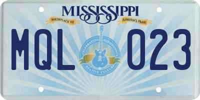 MS license plate MQL023