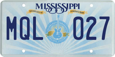 MS license plate MQL027