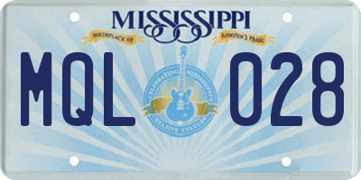 MS license plate MQL028