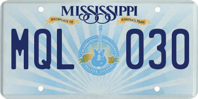 MS license plate MQL030