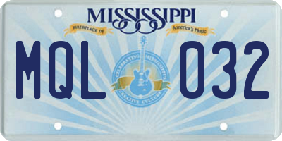 MS license plate MQL032