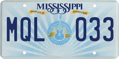 MS license plate MQL033