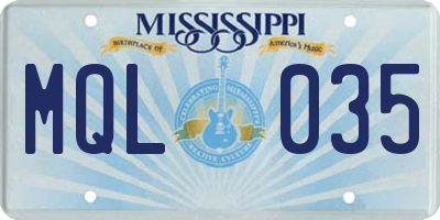 MS license plate MQL035