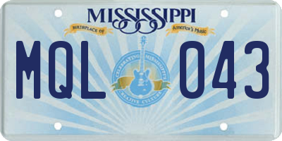 MS license plate MQL043