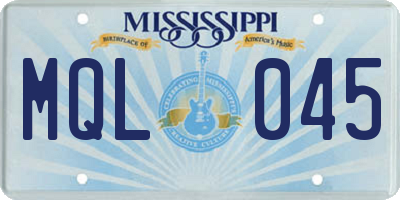 MS license plate MQL045