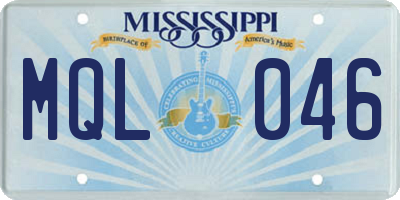 MS license plate MQL046