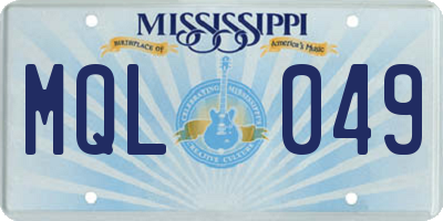 MS license plate MQL049