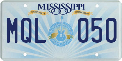 MS license plate MQL050