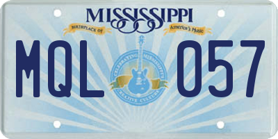 MS license plate MQL057