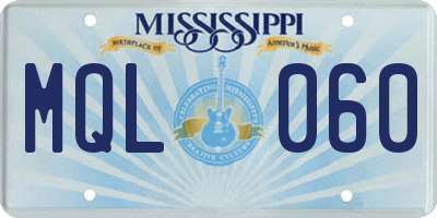 MS license plate MQL060
