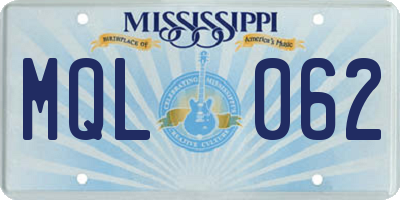 MS license plate MQL062