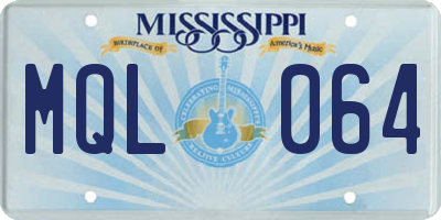 MS license plate MQL064