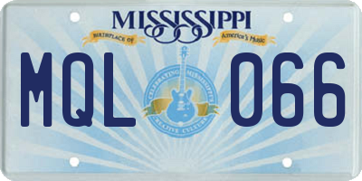 MS license plate MQL066