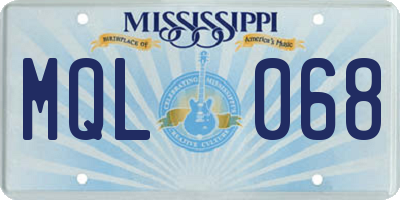 MS license plate MQL068