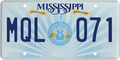 MS license plate MQL071