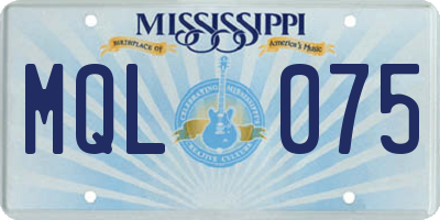 MS license plate MQL075