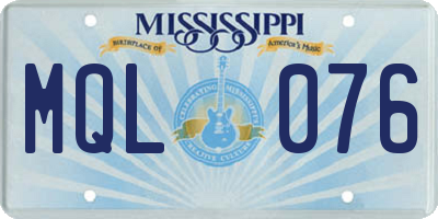MS license plate MQL076