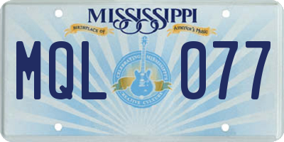 MS license plate MQL077