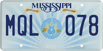 MS license plate MQL078