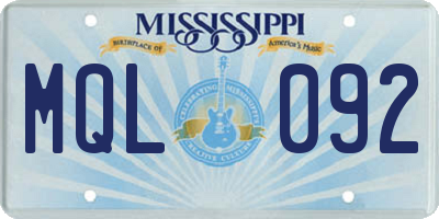 MS license plate MQL092