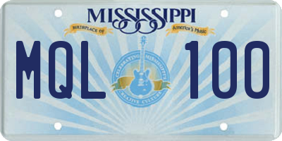 MS license plate MQL100