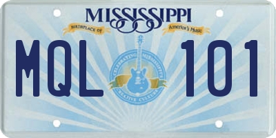 MS license plate MQL101