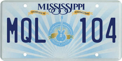 MS license plate MQL104