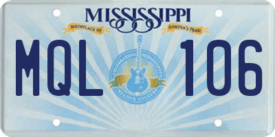 MS license plate MQL106