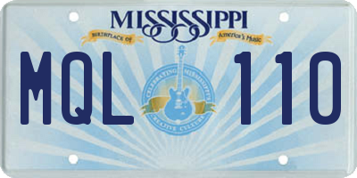 MS license plate MQL110
