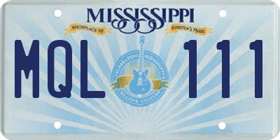 MS license plate MQL111