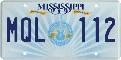 MS license plate MQL112