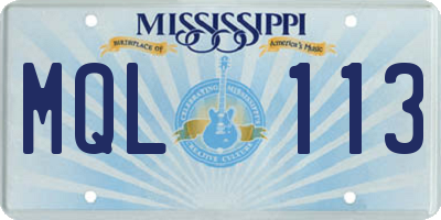 MS license plate MQL113