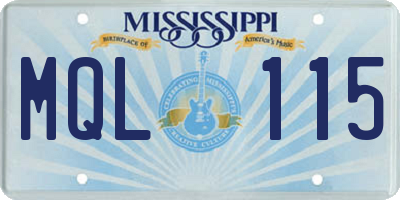MS license plate MQL115