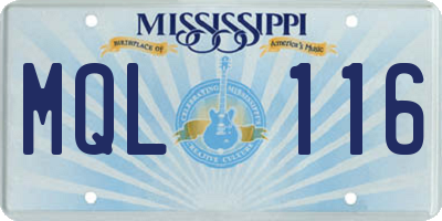 MS license plate MQL116