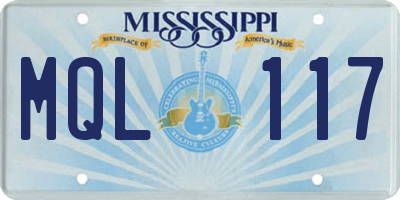 MS license plate MQL117