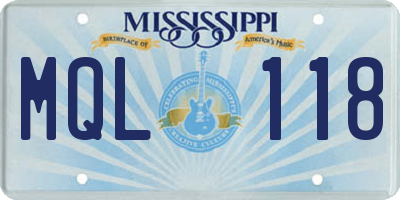 MS license plate MQL118