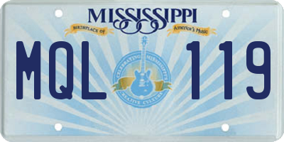 MS license plate MQL119