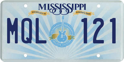 MS license plate MQL121