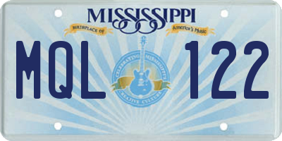 MS license plate MQL122