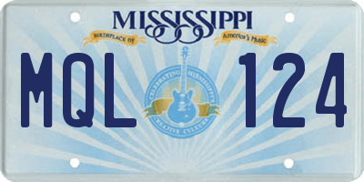 MS license plate MQL124