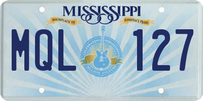 MS license plate MQL127