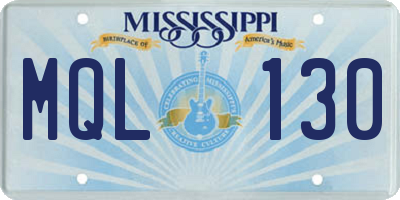 MS license plate MQL130