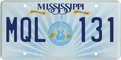 MS license plate MQL131
