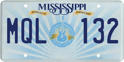 MS license plate MQL132