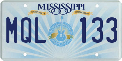 MS license plate MQL133